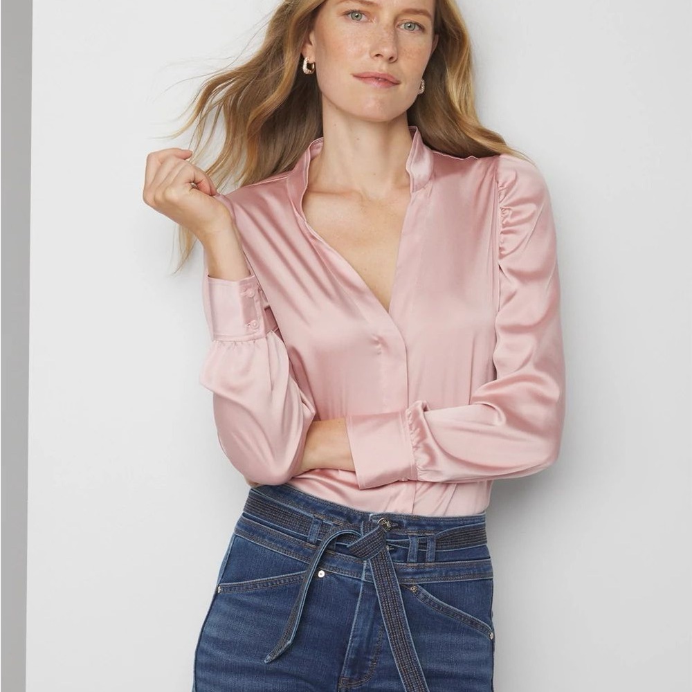WHBM Elegant Pink Satin Blouse